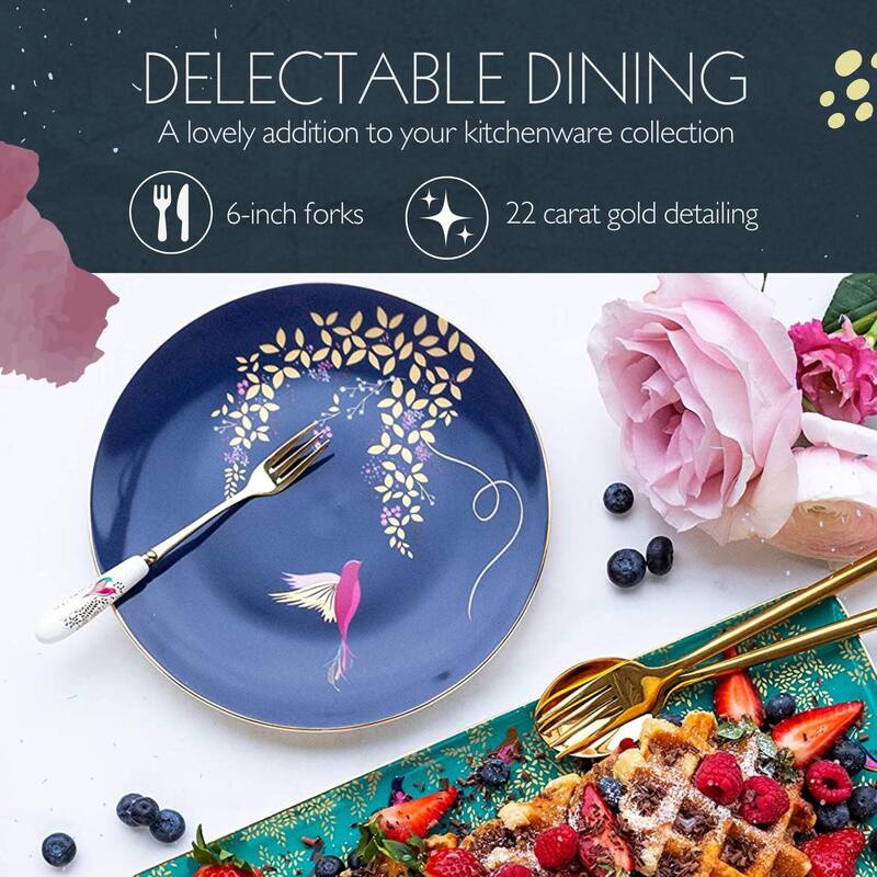 Sara Miller London Chelsea for Portmeirion Set of 4 Pastry Forks - 6 Inch