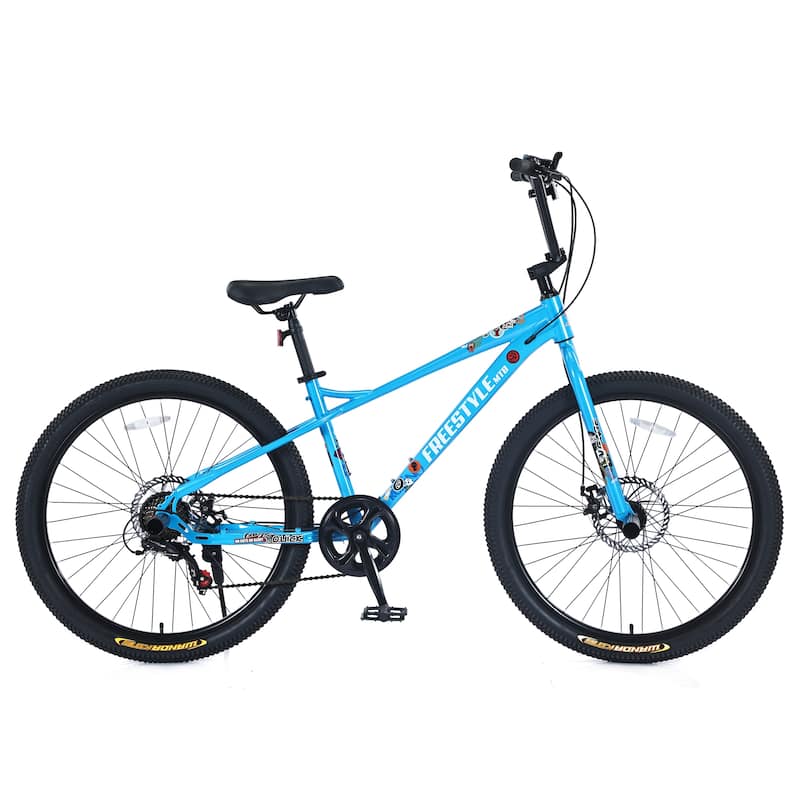 Freestyle Kids Bike Double Disc Brakes 26 Inch Children's Bicycle for Boys Girls Age 12+ Years