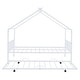 preview thumbnail 4 of 47, Full Size Metal House Bed with Trundle and Roof for Kids, Boys and Girls, Bedroom