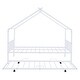 preview thumbnail 1 of 10, Full Size Metal House Bed with Twin Size Trundle & Slats, Kids Bed Frame with Headboard & Footboard, for Kids Girls Boys, White White - Full