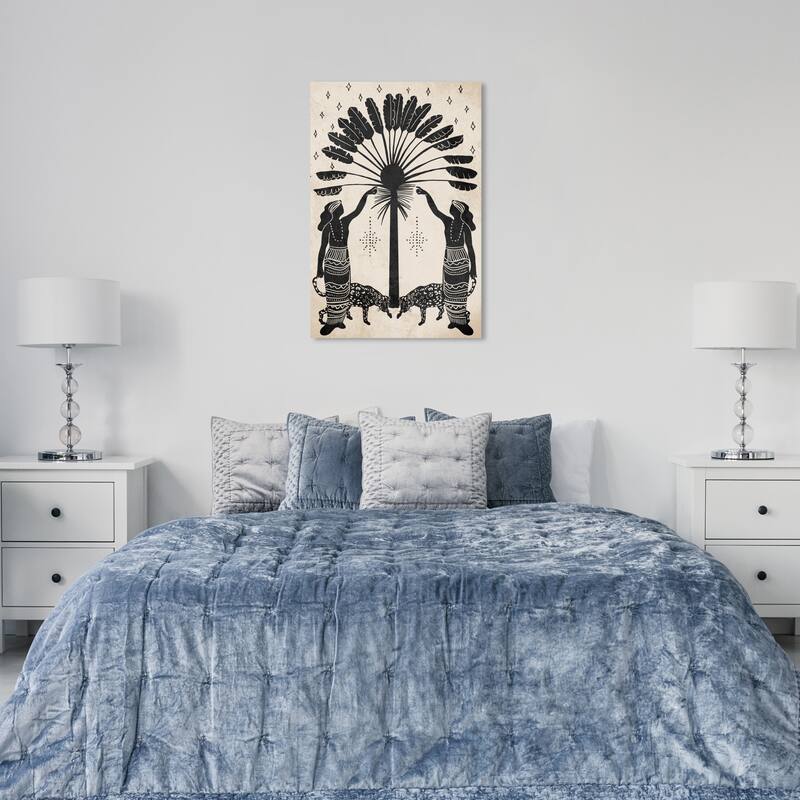 Wynwood Studio Canvas Animals Wild Village Ladies Black and Cream White Traditional Wall Art Canvas Print - Black, White - 36 x 24