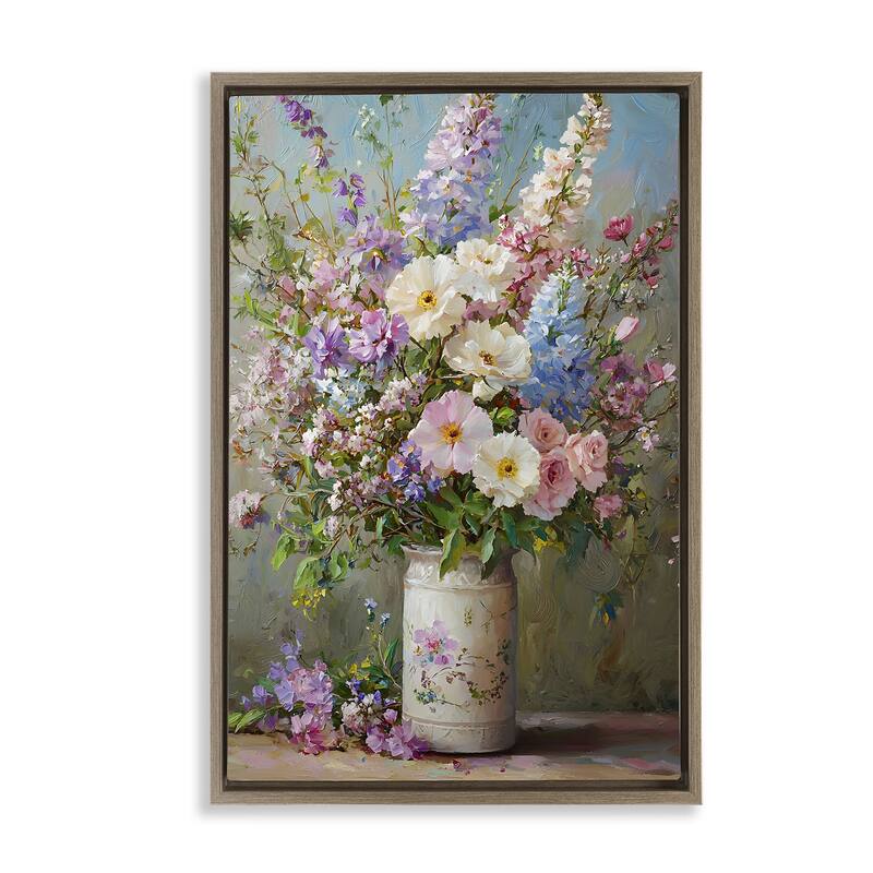Stupell Flowers in Southern Country Vase Framed Floater Canvas Wall Art Design By Franklyn Gregory - 21 x 31 - Brown
