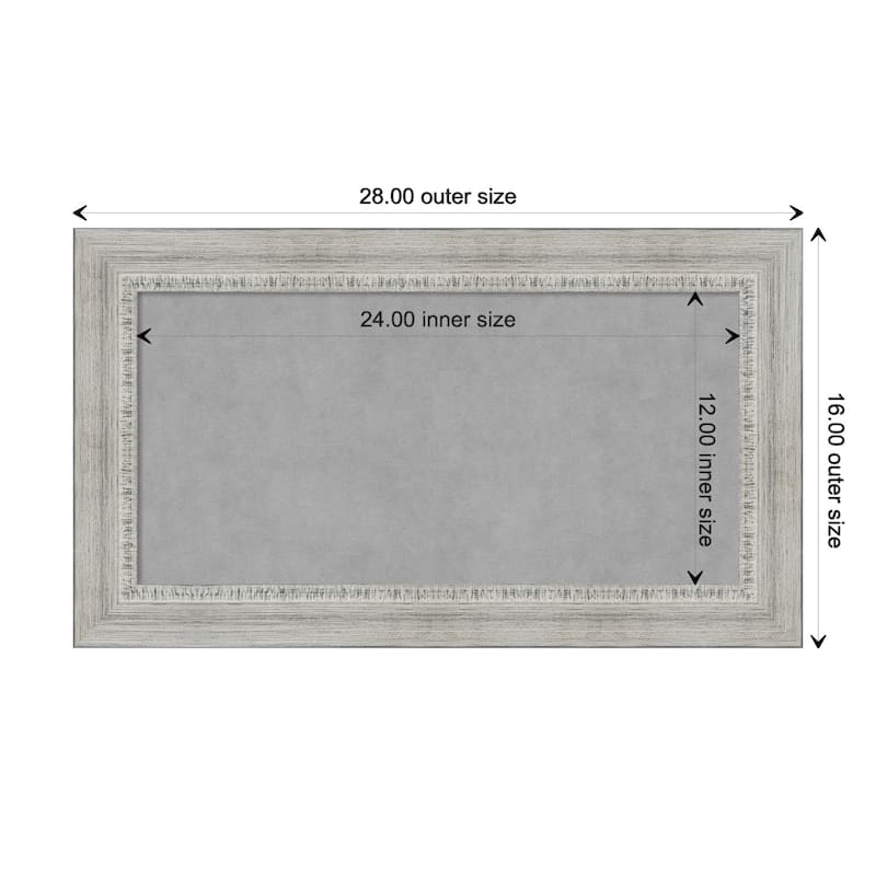 Amanti Art Rustic White Wash Framed Magnetic Board - Board Size 24x12