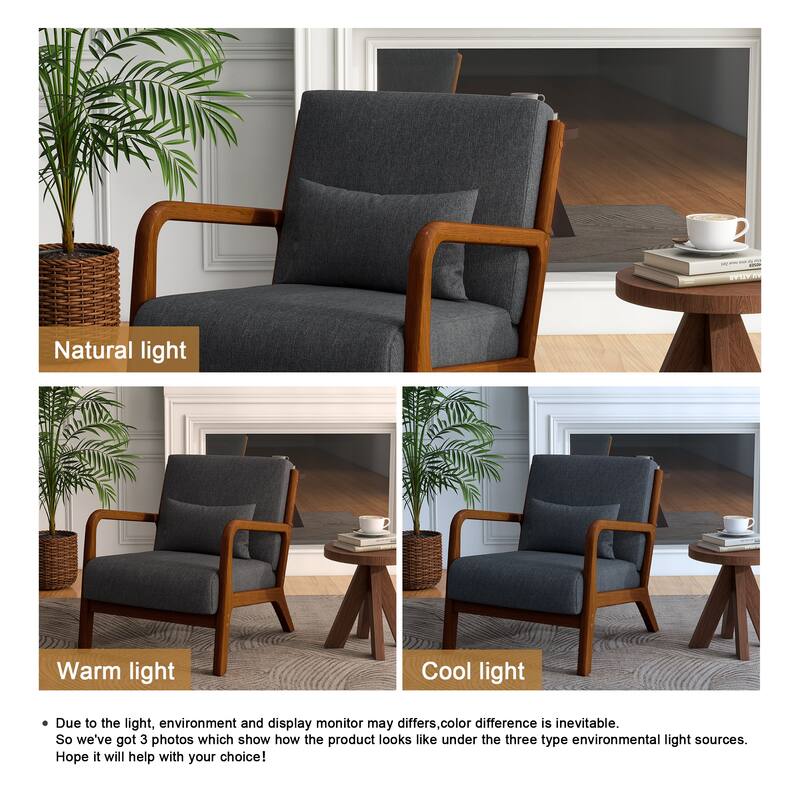 Mid-Century Modern Upholstered Accent Chair with Wood Frame
