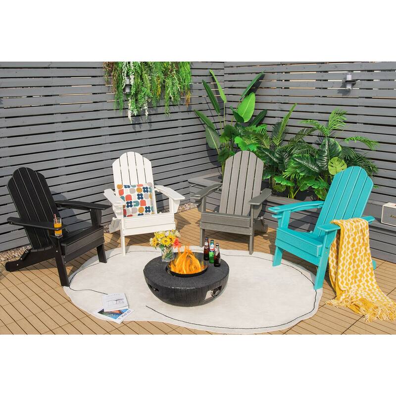 Gymax 2PCS Patio Folding Adirondack Chair Weather Resistant Cup Holder