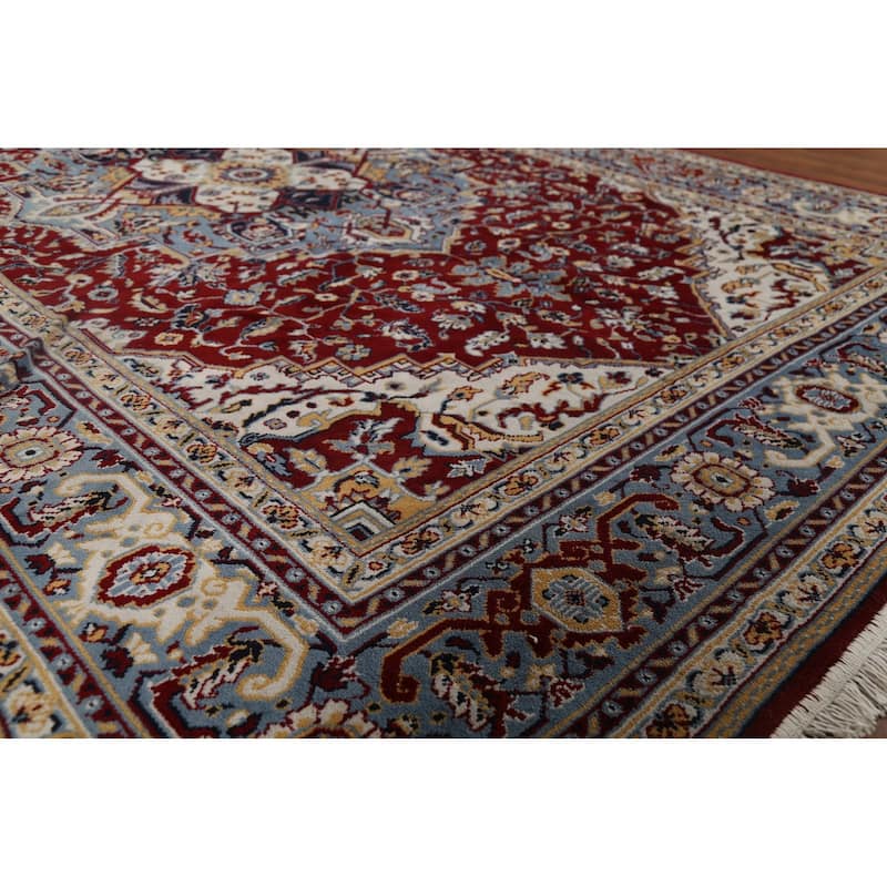 Geometric Red Tabriz Turkish Area Rug Machine Made Carpet - 6'4" x 9'10"