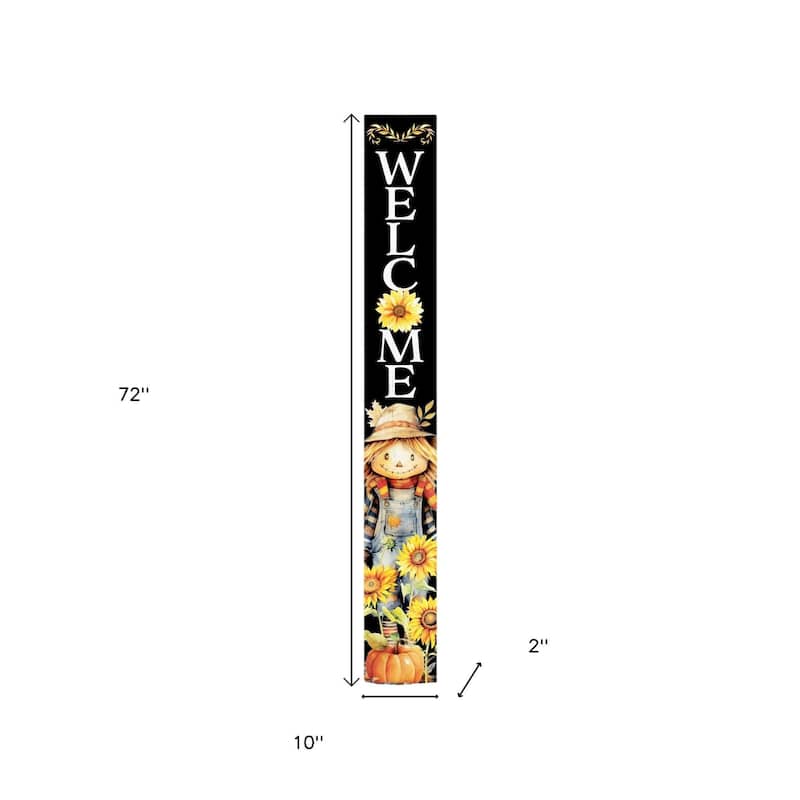 HomeRoots 72" Black White Yellow And Orange Solid Wood Porch Sign