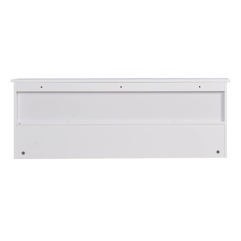 White Entryway Wall Mounted Coat Rack with 4 Dual Hooks Living Room Wooden Storage Shelf