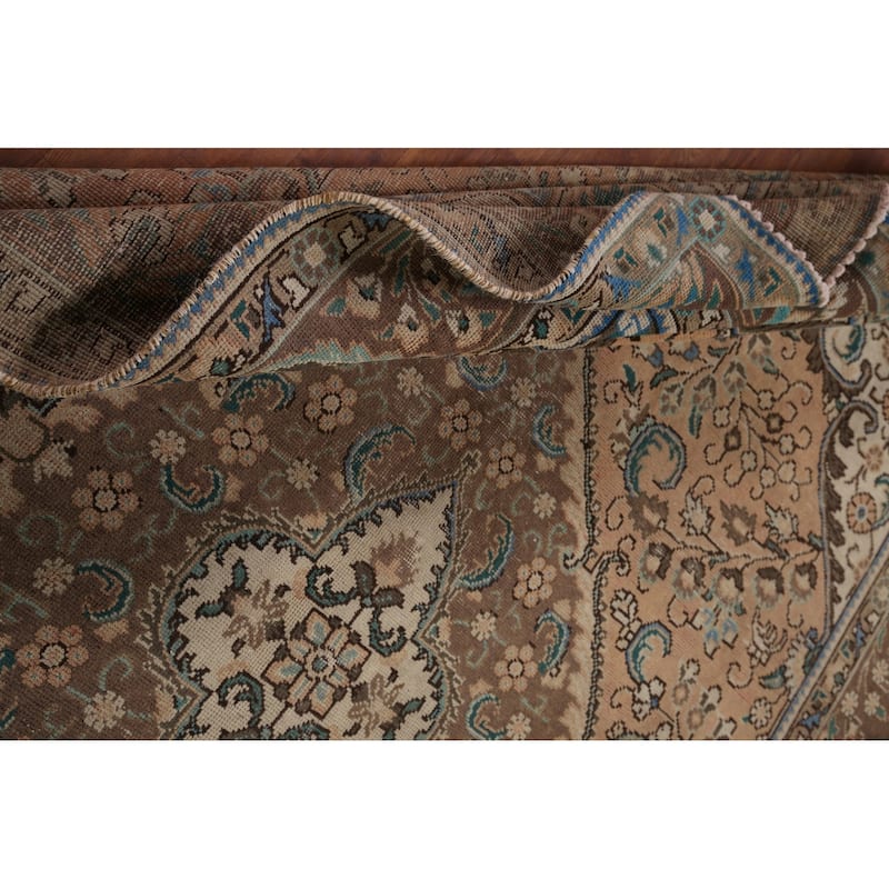 Tabriz Vintage Persian Area Rug Hand-Knotted Oriental Wool Carpet - 6'6" x 9'11"