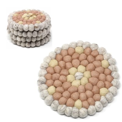 Handcrafted Felt Trivet & Coaster Set, Rose Quartz