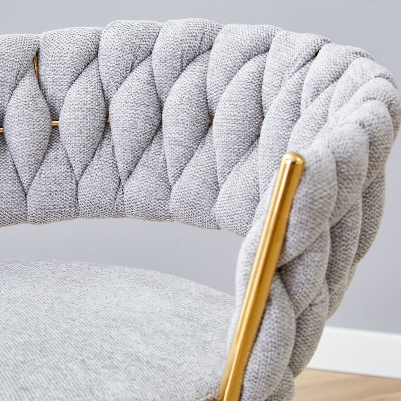 Two-Piece Rotating Swivel Chair, Cotton And Linen Soft Seat, Golden Metal Legs, Rust-Proof And Wear-Resistant
