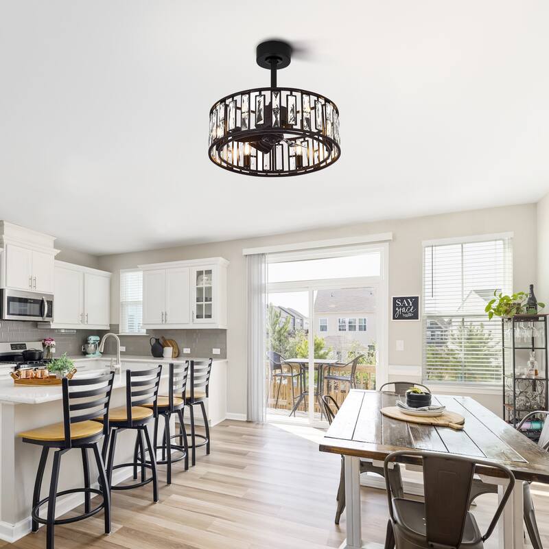 20-In Chandelier Caged Ceiling Fan with Light and Remote(5-blade)