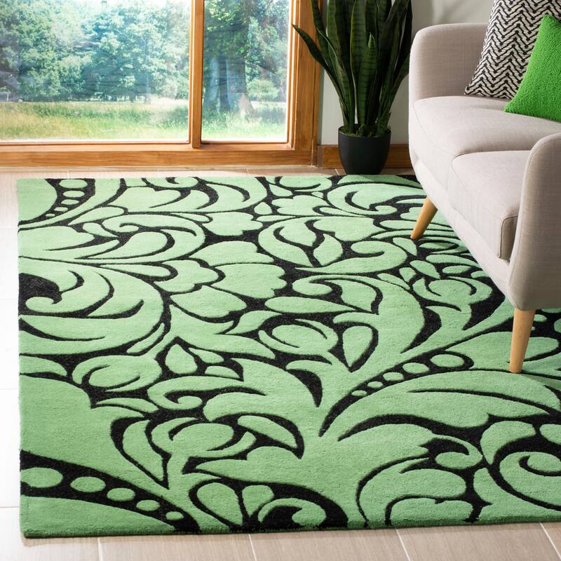 SAFAVIEH Handmade Soho Shena Flow N.Z. Wool Rug - 3'6" x 5'6" - Black/Teal