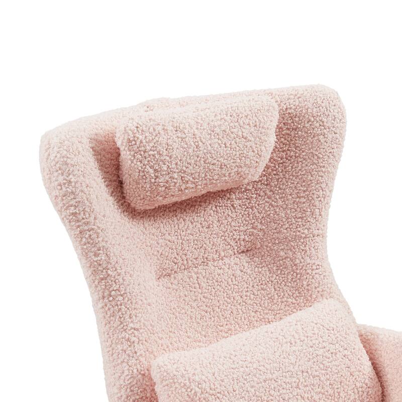 Fabric Nursery Rocking Chair with High Back & PU Foam Cushion