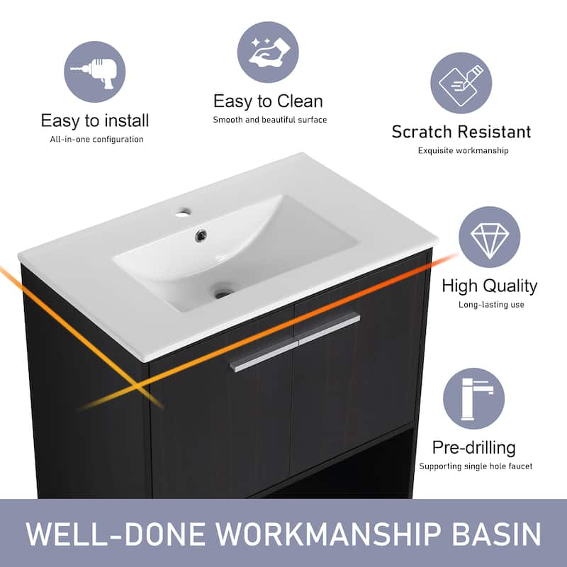 30"/36" FreeStanding Bathroom Vanity with Sink, Floor Stand Bathroom Vanity with Soft Close Door