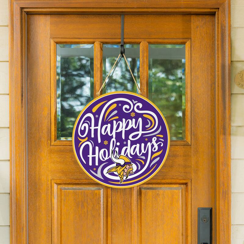 Minnesota Vikings 18" x 18" Happy Holidays Door Décor Wall Sign - 18" x 18"