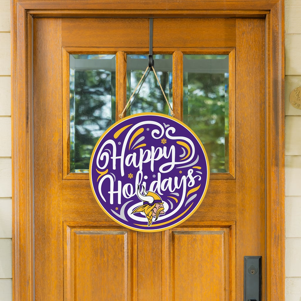 Minnesota Vikings 18" x 18" Happy Holidays Door Décor Wall Sign - 18" x 18"