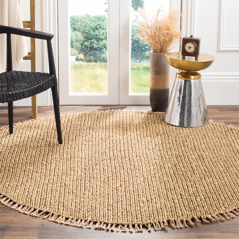 SAFAVIEH Handmade Natural Fiber Jaylah Seagrass/ Cotton Rug - 6' Round - Natural