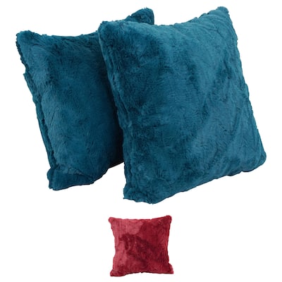 Blazing Needles 17-inch Square Synthetic Fur Throw Pillows (Set of 2)