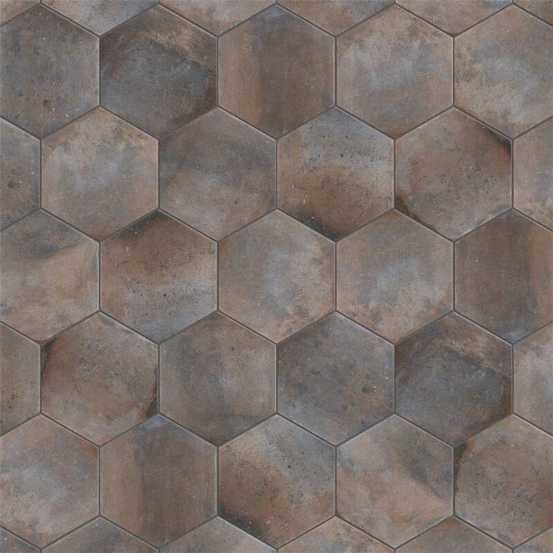 Merola Tile Boston Ferro Hex Ombra 14-1/8" x 16-1/4" Porcelain Floor and Wall Tile
