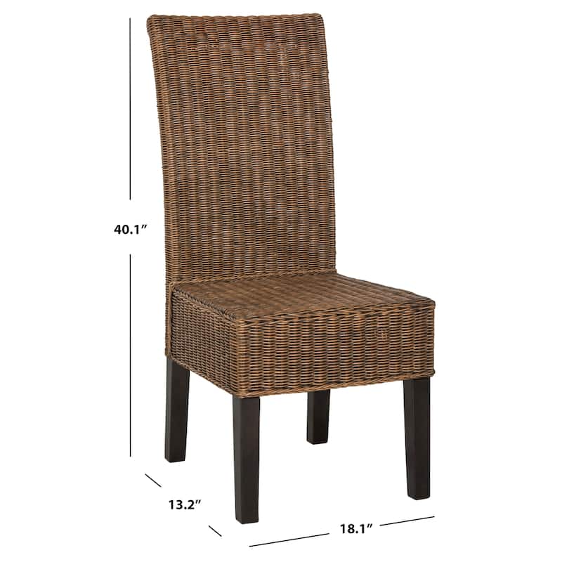 SAFAVIEH Jorine Grey Wicker Dining Chair (Set of 2) - 18.1" x 13.2" x 40.1" - 18Wx13Dx40H