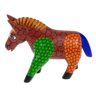 Novica Handmade Delightful Donkey Wood Alebrije Figurine
