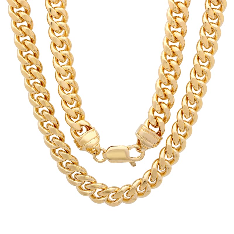 Gold Plated Brass Cuban Link Chain ( 6, 7, 9 millimeters ) by Roberto Martinez - 7mm - 30 Inch