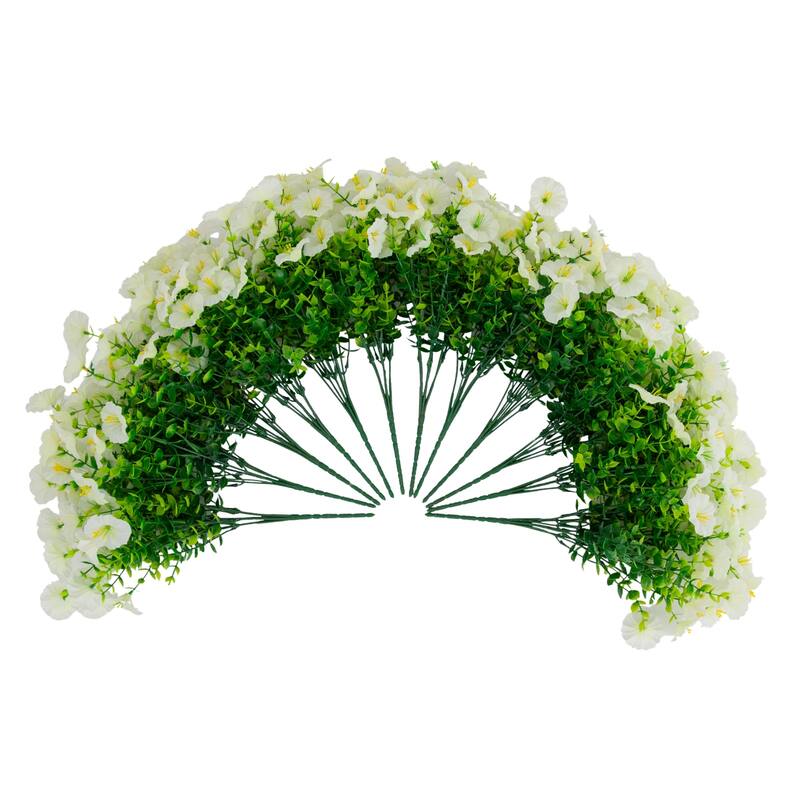 14-in UV Resistant Artificial Morning Glory Bush - Set of 12