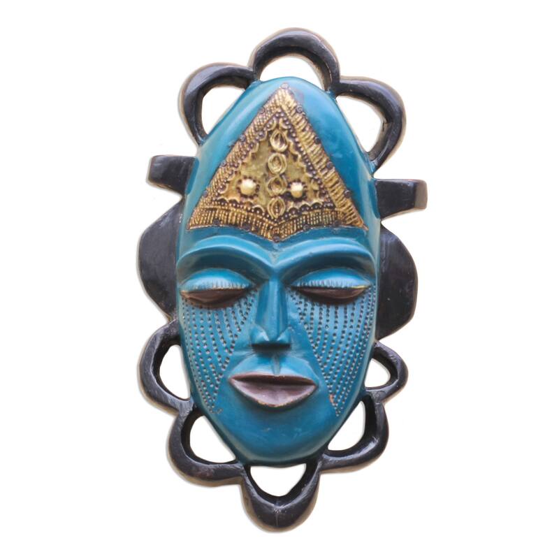 Novica Handmade Blue Beauty African Wood Mask