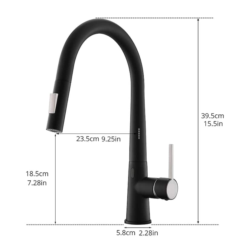 Matte Black Touchless Pull-Out Single-Handle Kitchen Faucet with Deck Plate