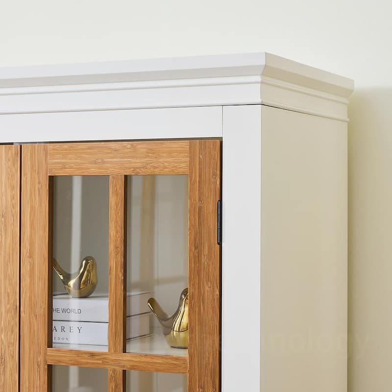 Glass Door Tall Storage Cabinet