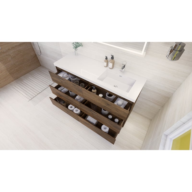 Aron 60'' Freestanding Vanity with Right Single Sink