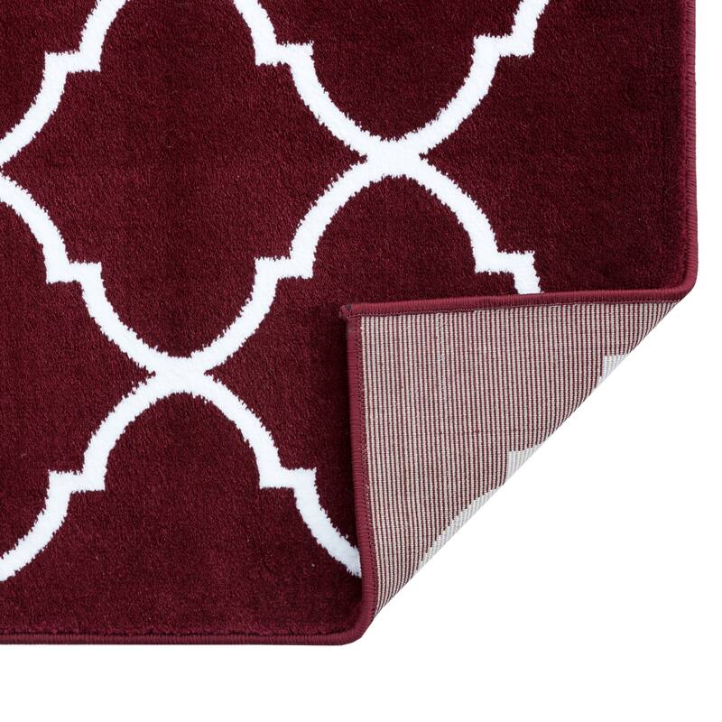 SUSSEXHOME Area Rugs Modern Desing for Living Room 2 x 3 Red/White - 2' x 3'