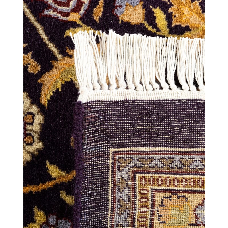Overton Hand Knotted Wool Vintage Inspired Traditional Mogul Purple Area Rug - 9' 1" x 12' 0"