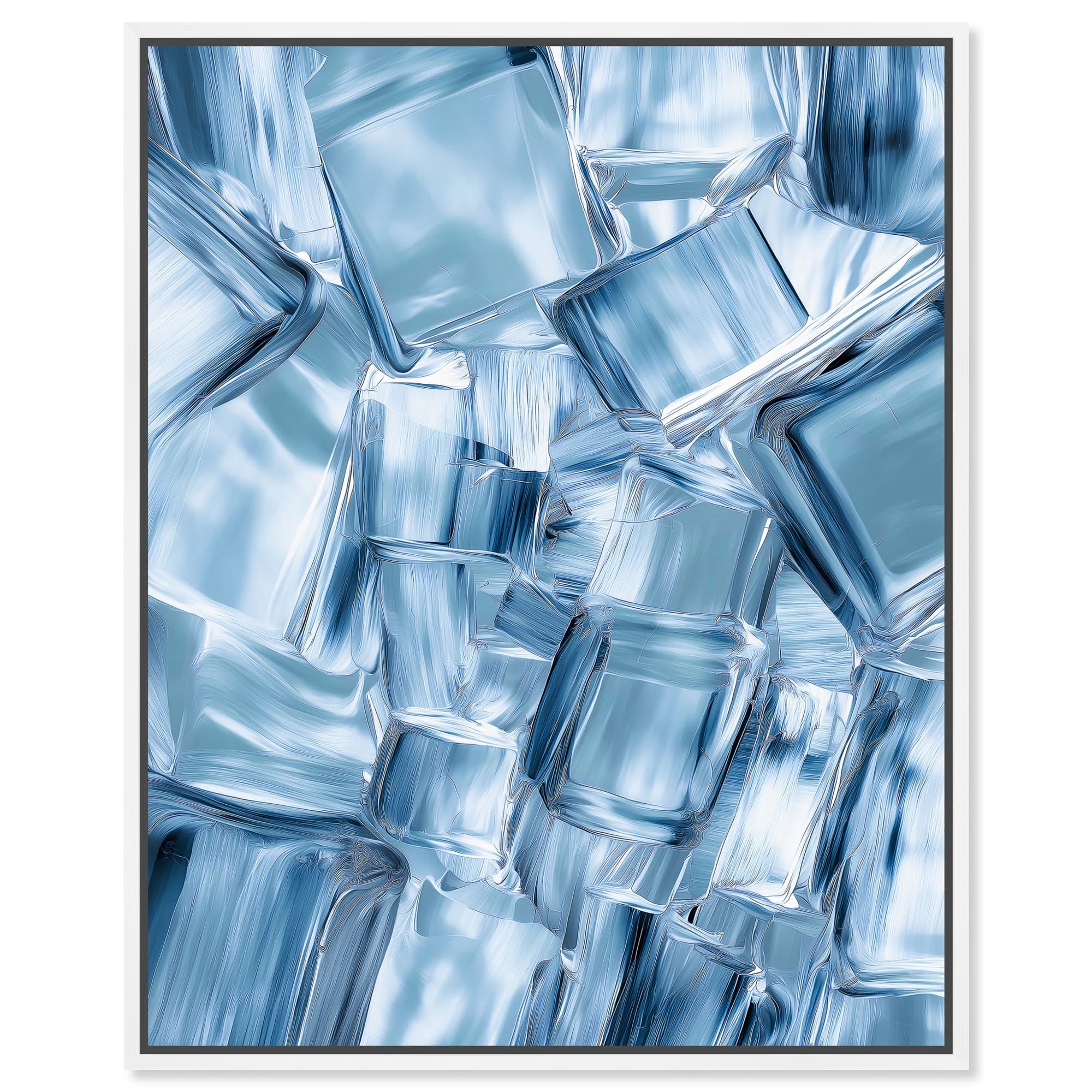 Crystal Cubes Blue Abstract Art Framed Canvas Print by Art Remedy