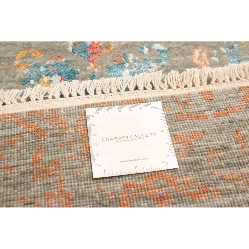 ECARPETGALLERY Hand-knotted Heritage Grey Silk, Wool Rug - 2' 7" x 8' 1"