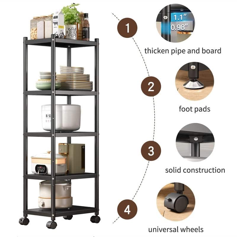 Storage Shelves with Rolling Wheels
