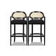 preview thumbnail 8 of 19, Americana Modern Cane Back Bar Stool - Counter or Bar Height - 26 or 30 Inch - Solid Oak Wood Frame - No Assembly Required Set of 2 - Jet Black Polyester - Bar Height