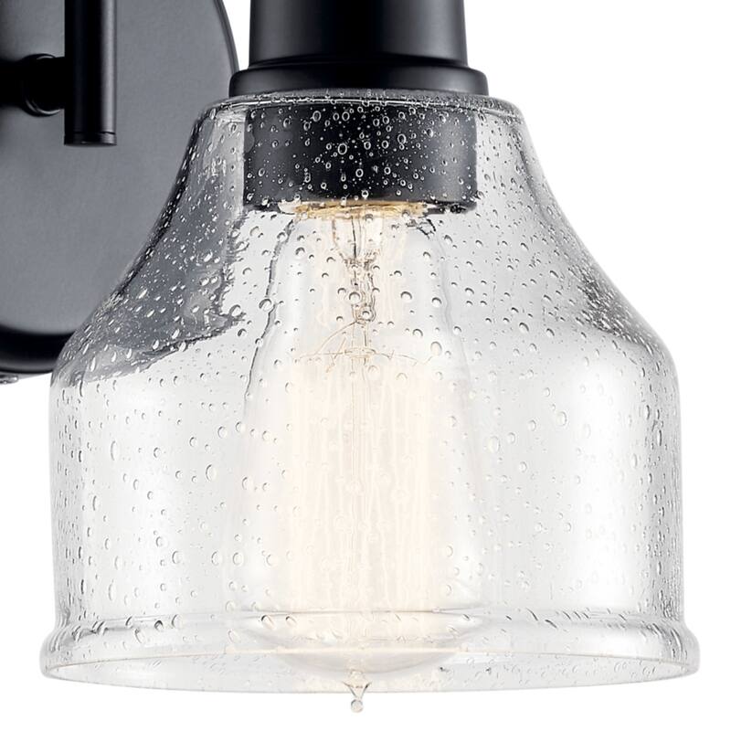 Kichler Lighting Avery 1-Light Black Wall Sconce with Clear Seeded Glass