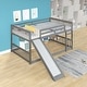 preview thumbnail 15 of 16, Grey Full over Full Wood Bunk Bed with Slide & Ladder