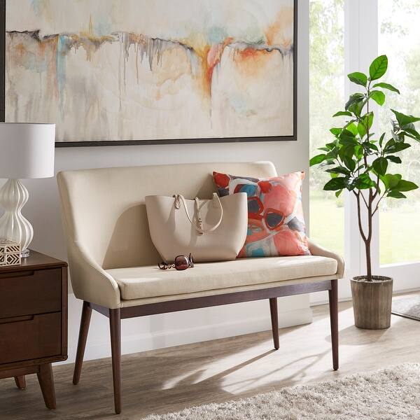 Shop Sasha 44 Inch Wide Mid Century Linen Settee Bench By Inspire Q Modern On Sale Overstock 30767536
