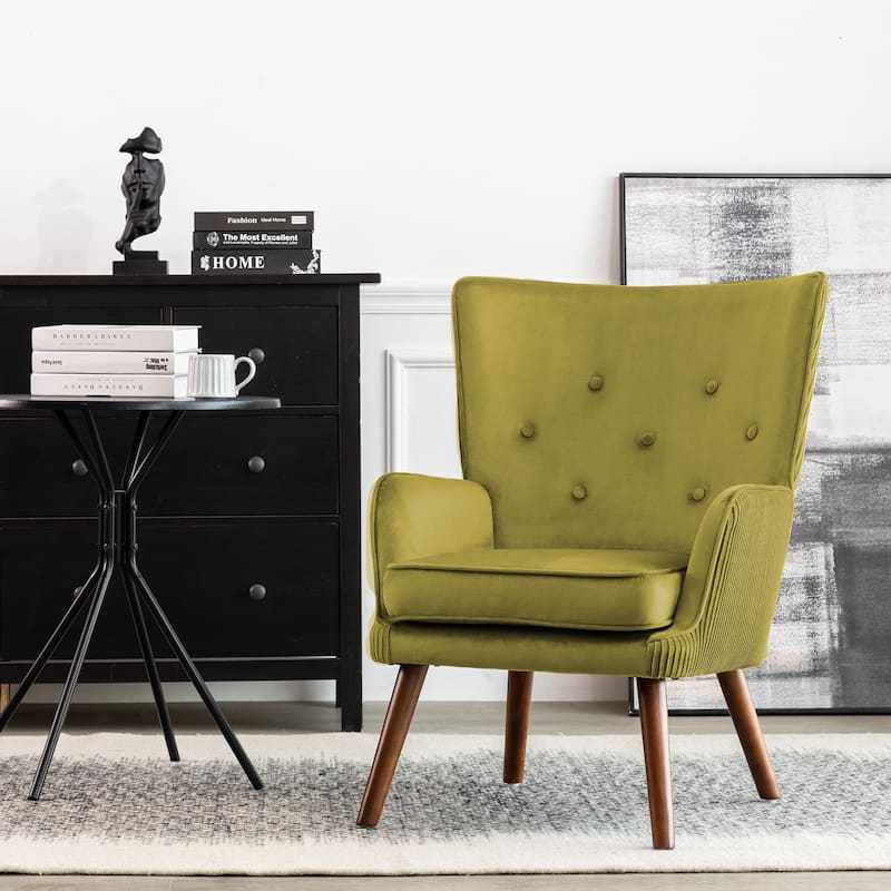Velvet Upholstered Accent Chair Armchair for Living Room