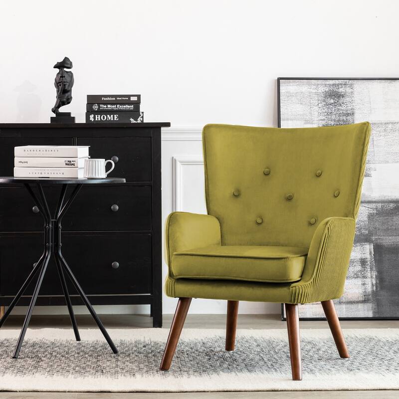 Velvet Upholstered Accent Chair Armchair for Living Room