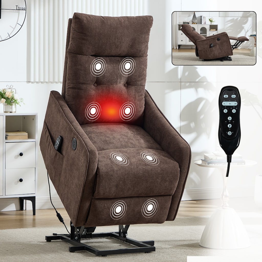 Single Motor Power Lift Recliner with USB Port and 155 Degree Recline