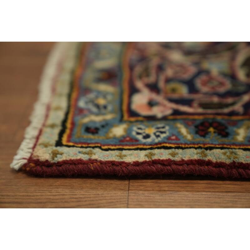 Hand Knotted Oriental 100% Wool Carpet Traditional Floral Red Kashan Area Rug - 9' 11'' X 6' 6''