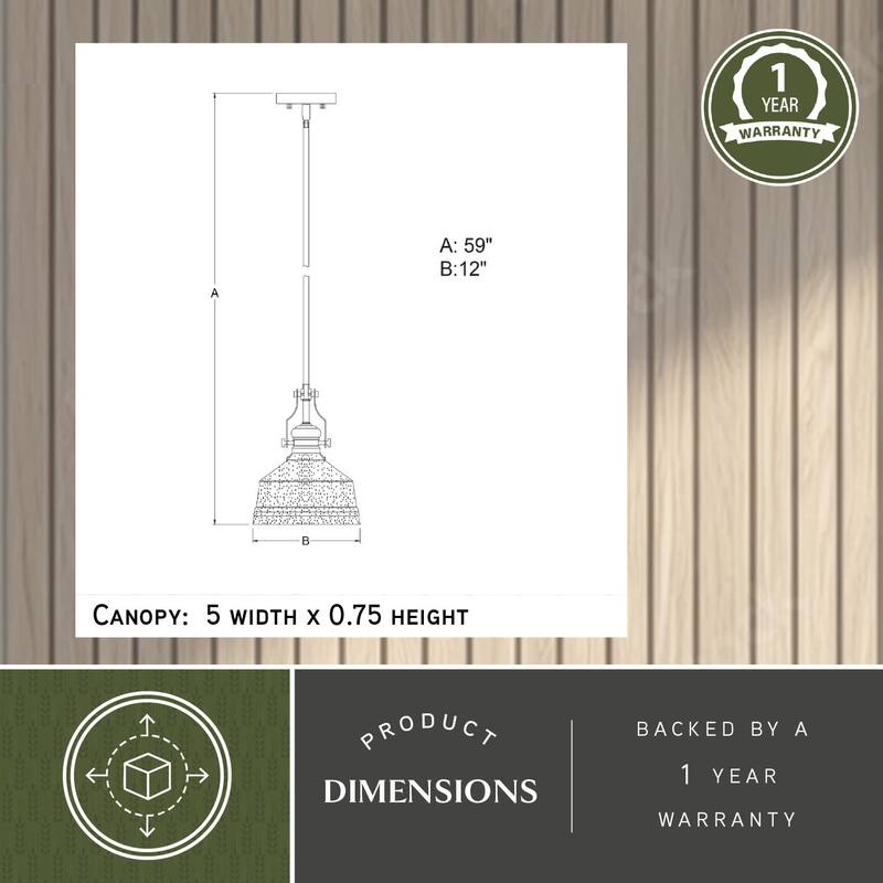 Vaxcel Lighting Beloit Single Light 12" Wide Pendant with A Glass