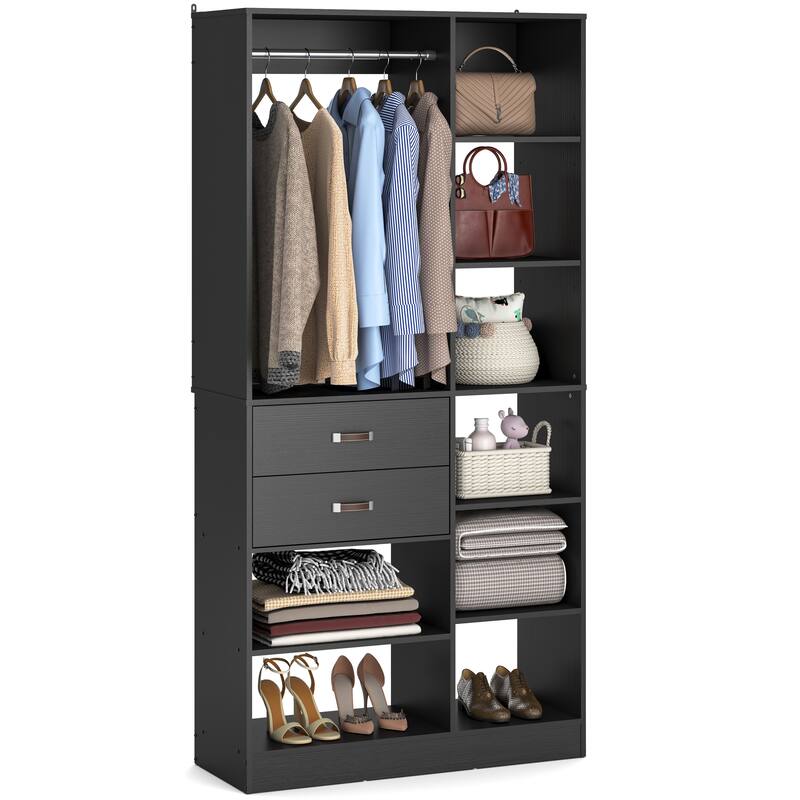 39.4'' Freestanding Wardrobe Closet Organizer with Drawers for Walk-in and Reach-in Closet