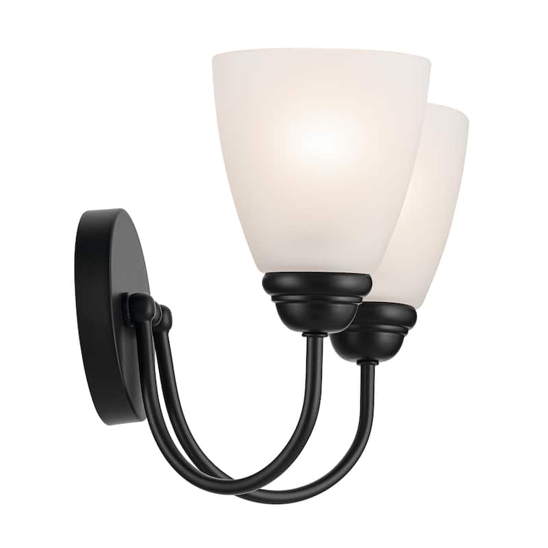 Kichler Lighting Jolie 2-Light Vanity Light with Satin Etched Glass in Black