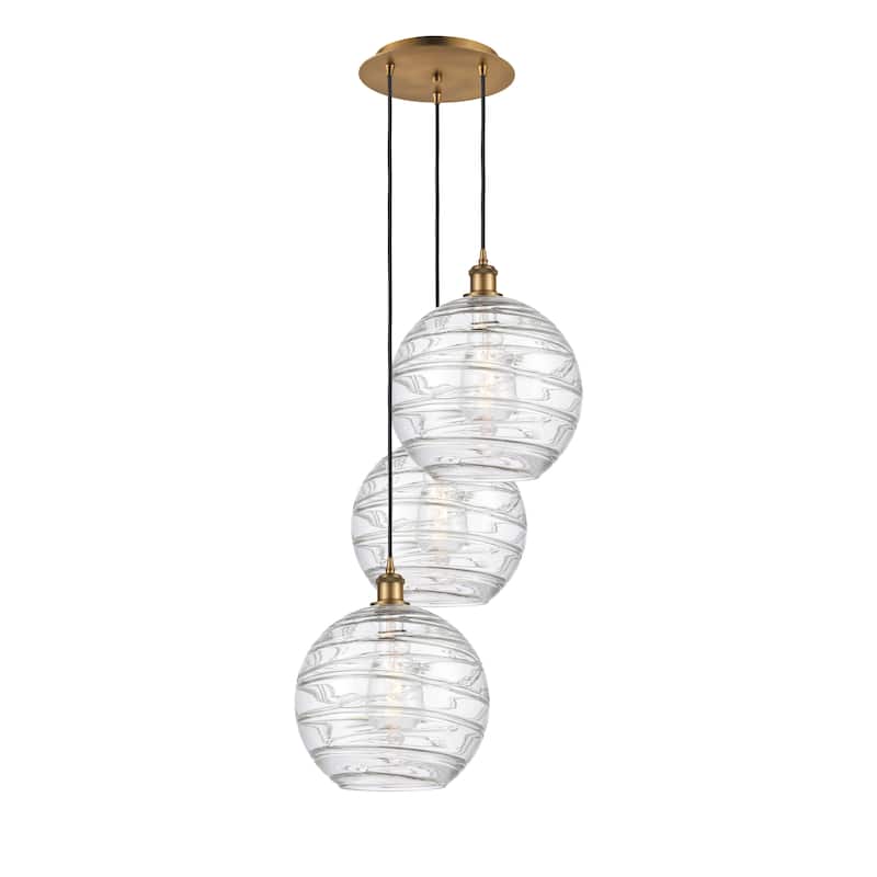 Innovations Lighting Athens Deco Swirl 3 Light 19" Multi-Pendant - Brushed Brass