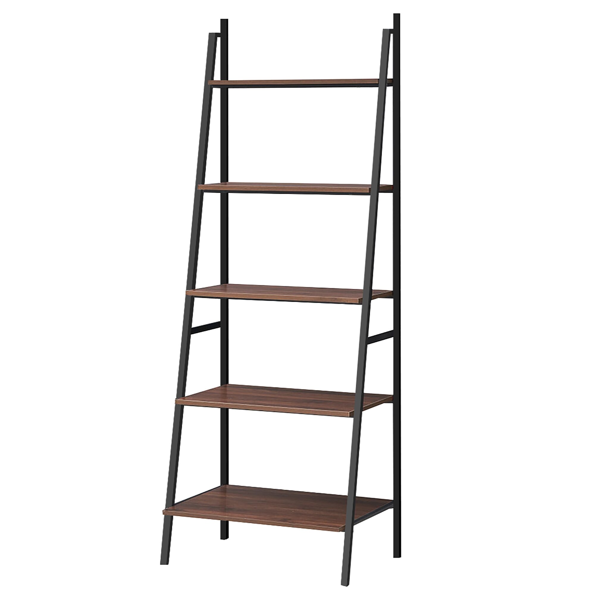Shop Costway Industrial Ladder Shelf Rustic 5 Tier Leaning Bookshelf Wood See Details Overstock 31784567